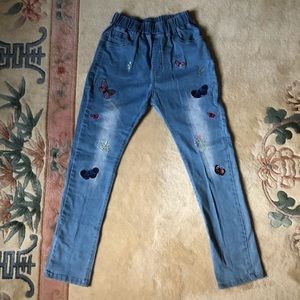 Butterfly Embroidered Jeans! Super Cute & Trendy